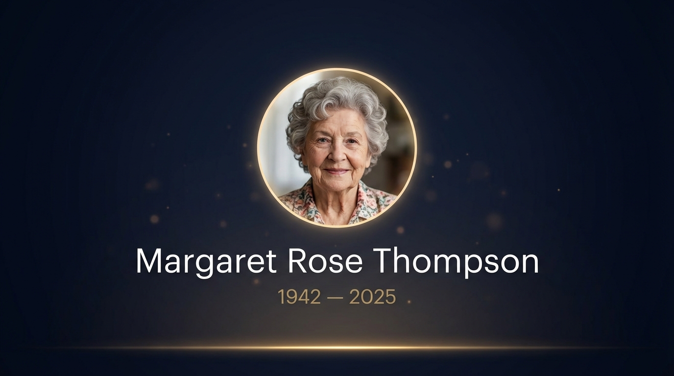 Memorial video preview showing a title card